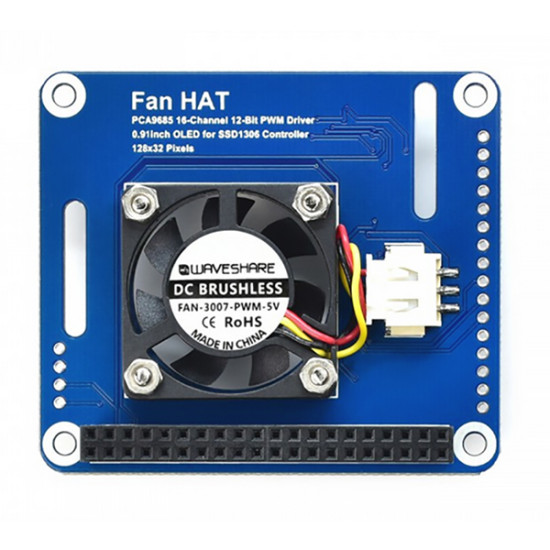 PWM Controlled Fan HAT for Raspberry Pi, I2C (Waveshare)