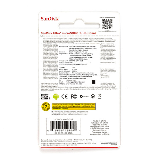 16GB SanDisk microSDHC UHS-I Card