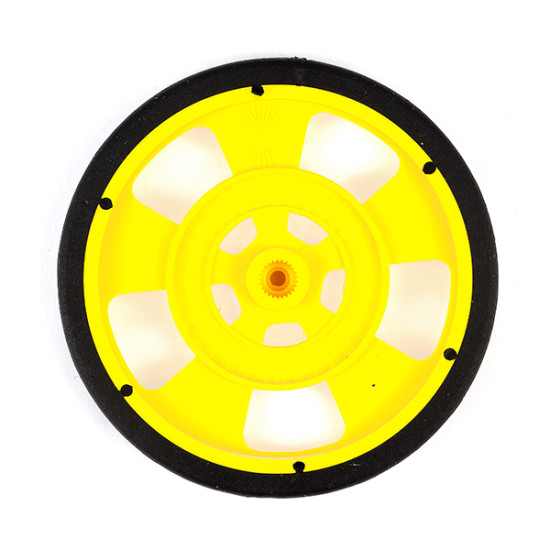 Solarbotics YELLOW Servo Wheel with Encoder Stripes Silicon Tire